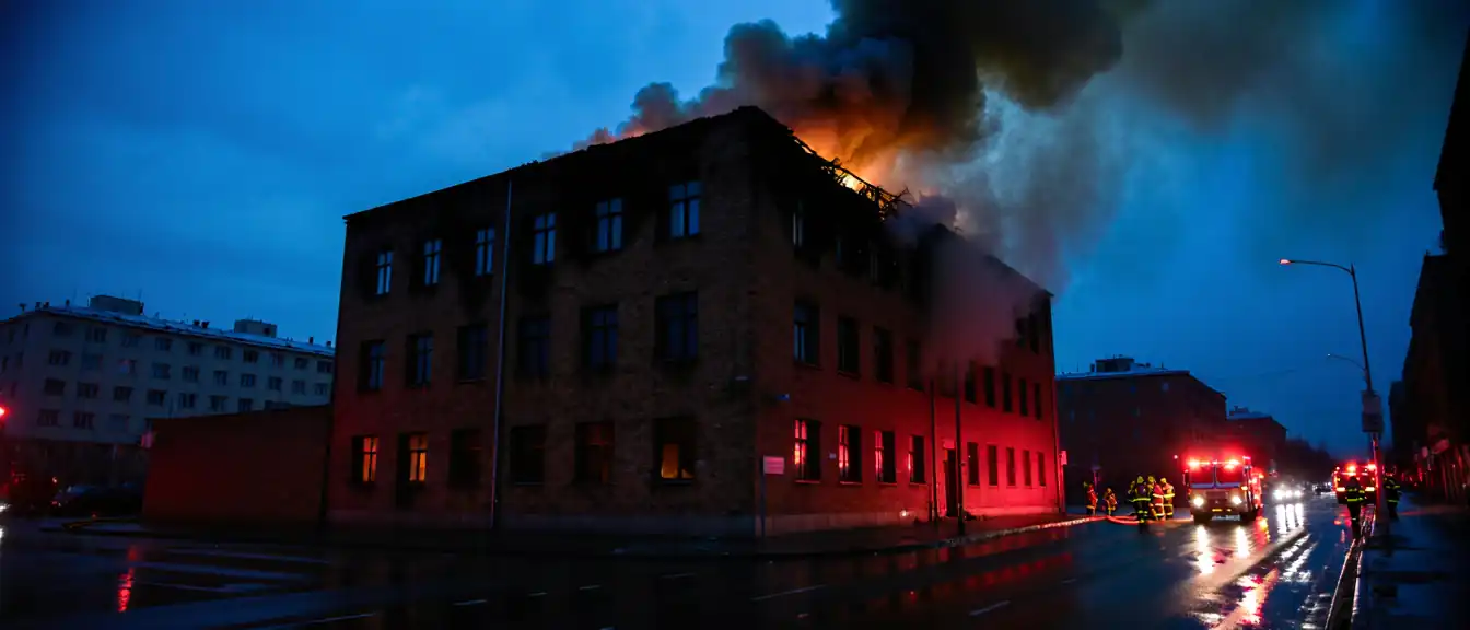 Ликвидация масштабного возгорания в административном корпусе на улице Нахимова в Томске
