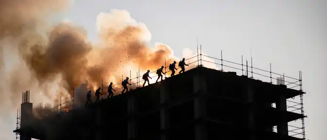 Эвакуация на стройплощадке в Бирюлево из-за пожара на кровле
