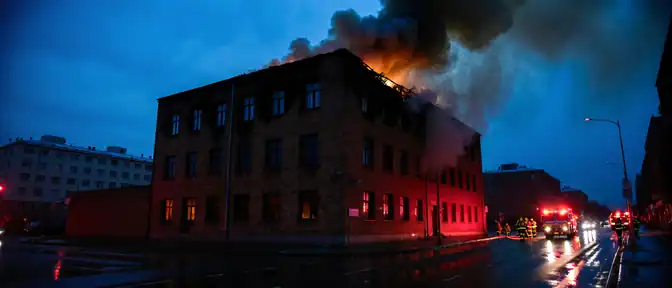 Ликвидация масштабного возгорания в административном корпусе на улице Нахимова в Томске